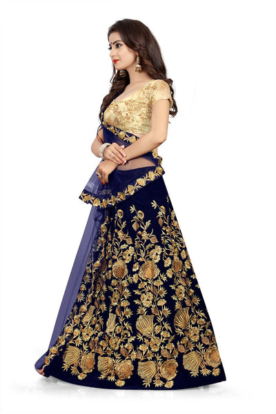 Eralook taffeta sartin sripal lehengha choli for women(free size, Blue)