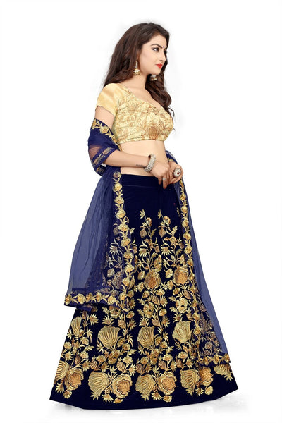 Eralook taffeta sartin sripal lehengha choli for women(free size, Blue)
