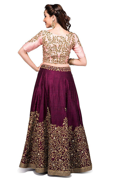 Eralook taffeta Jelly Pink  lehengha choli for women(free size, jellypink)