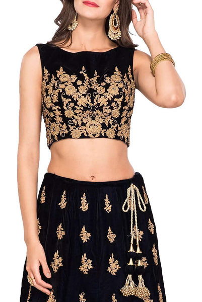 Eralook taffeta sartin Black lehengha choli for women(free size, BLACK)