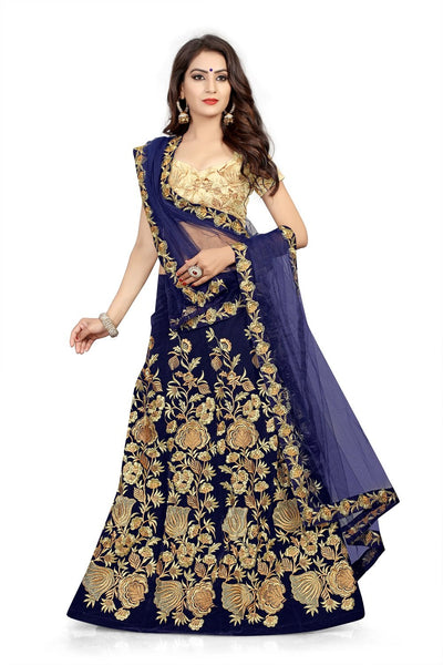 Eralook taffeta sartin sripal lehengha choli for women(free size, Blue)