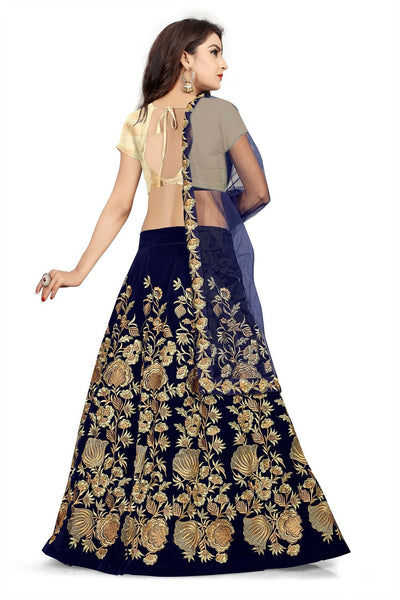 Eralook taffeta sartin sripal lehengha choli for women(free size, Blue)