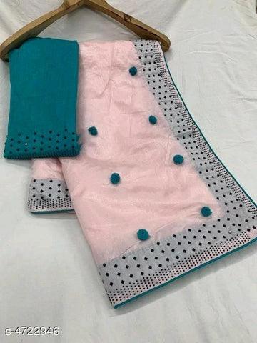 Indiansaari Present  Beautiful Zoya silk Pompom  saree for women