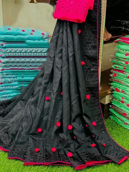 Indiansaari Present  Beautiful Zoya silk Pompom  saree for women