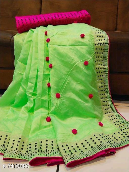 Indiansaari Present  Beautiful Zoya silk Pompom  saree for women