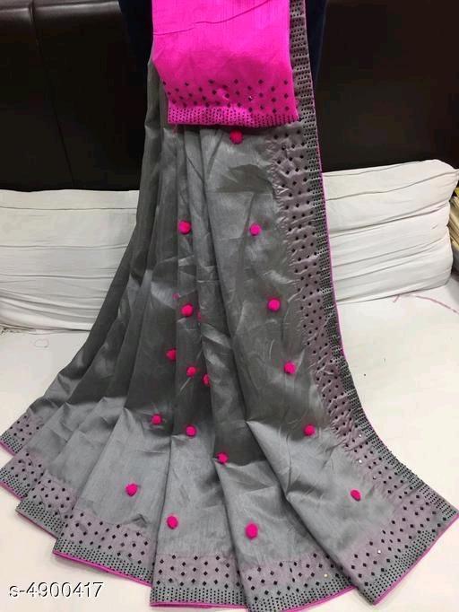Indiansaari Present  Beautiful Zoya silk Pompom  saree for women