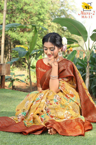 Indiansaari Beautiful Meera Cotton silk heavy banarasi  saree for women