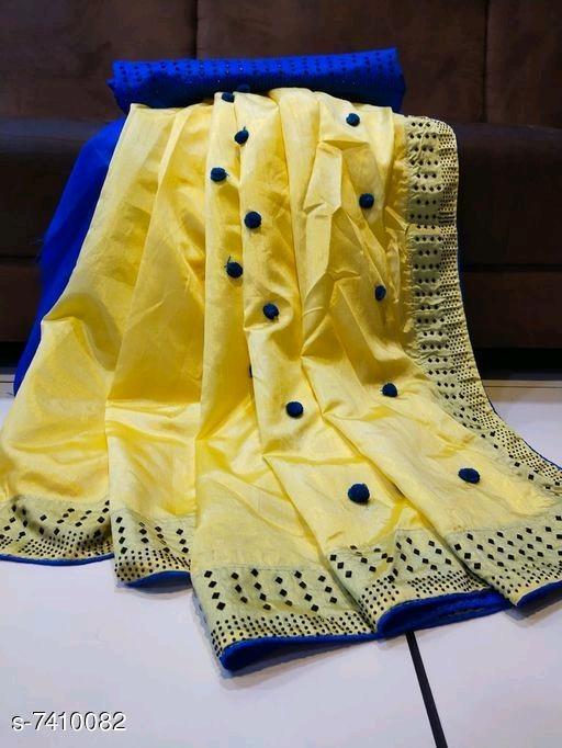 Indiansaari Present  Beautiful Zoya silk Pompom  saree for women