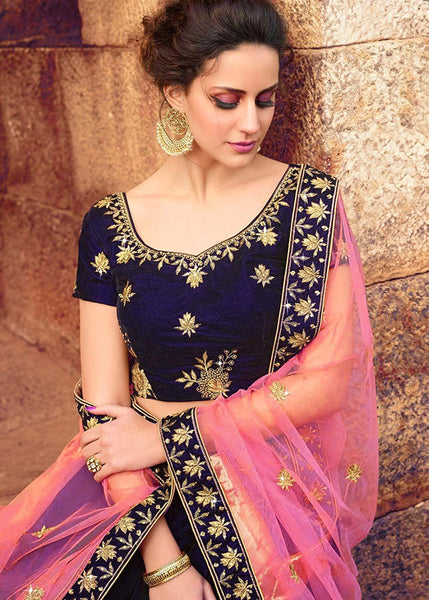 Eralook taffeta Blue Gulabo  lehengha choli for women(free size, Multicolour)