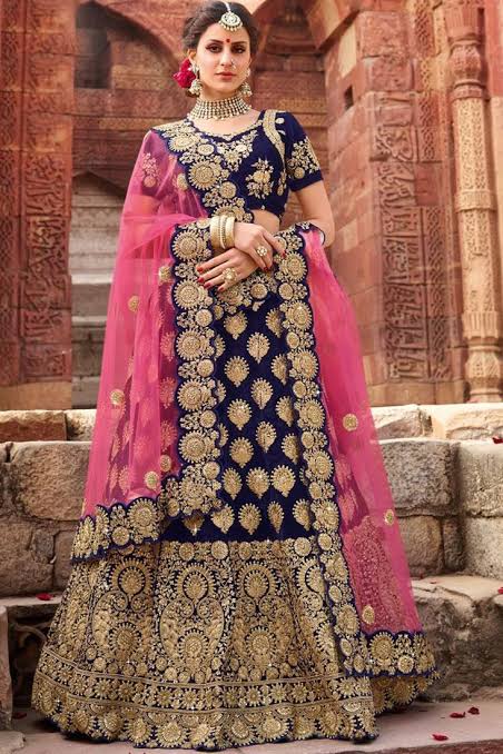 Indiansaari present Heavy Blue Codding rani lehengha choli for Bridal (free size, Multicolour)