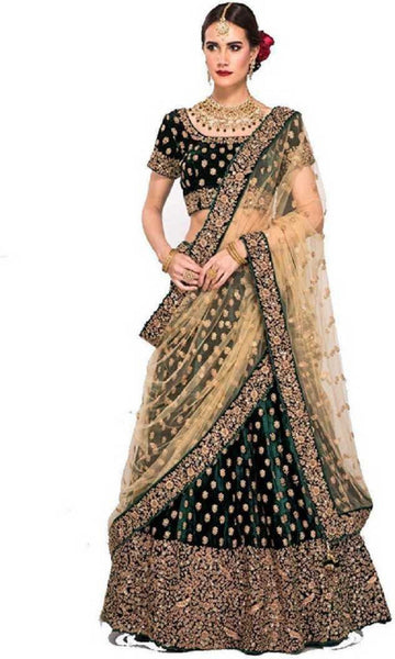 Eralook present heavy Greenbutti lehengacholi for bridal