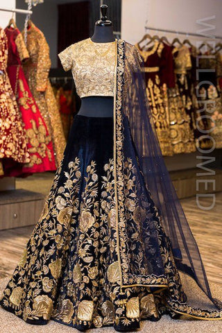 Indiansaari taffeta sartin sripal lehengha choli for women(free size, Blue)