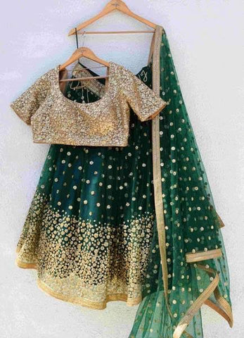 Eralook present heavy Greenbutti lehengacholi for bridal
