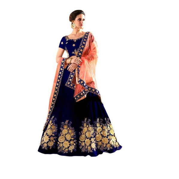 Eralook taffeta Blue Gulabo  lehengha choli for women(free size, Multicolour)