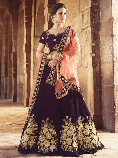 Eralook taffetaa Maroon Gulabo lehengha choli for women(free size, Multicolour)