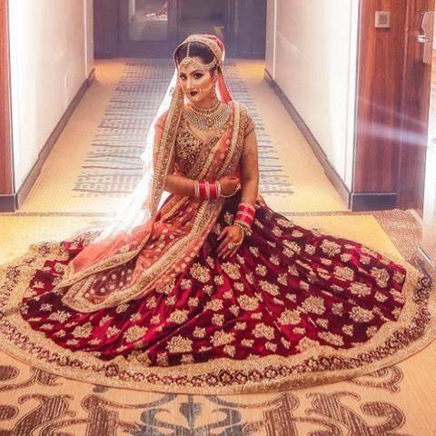 Indiansaari Present Maroon gota Velevet lehengacholi for bridal