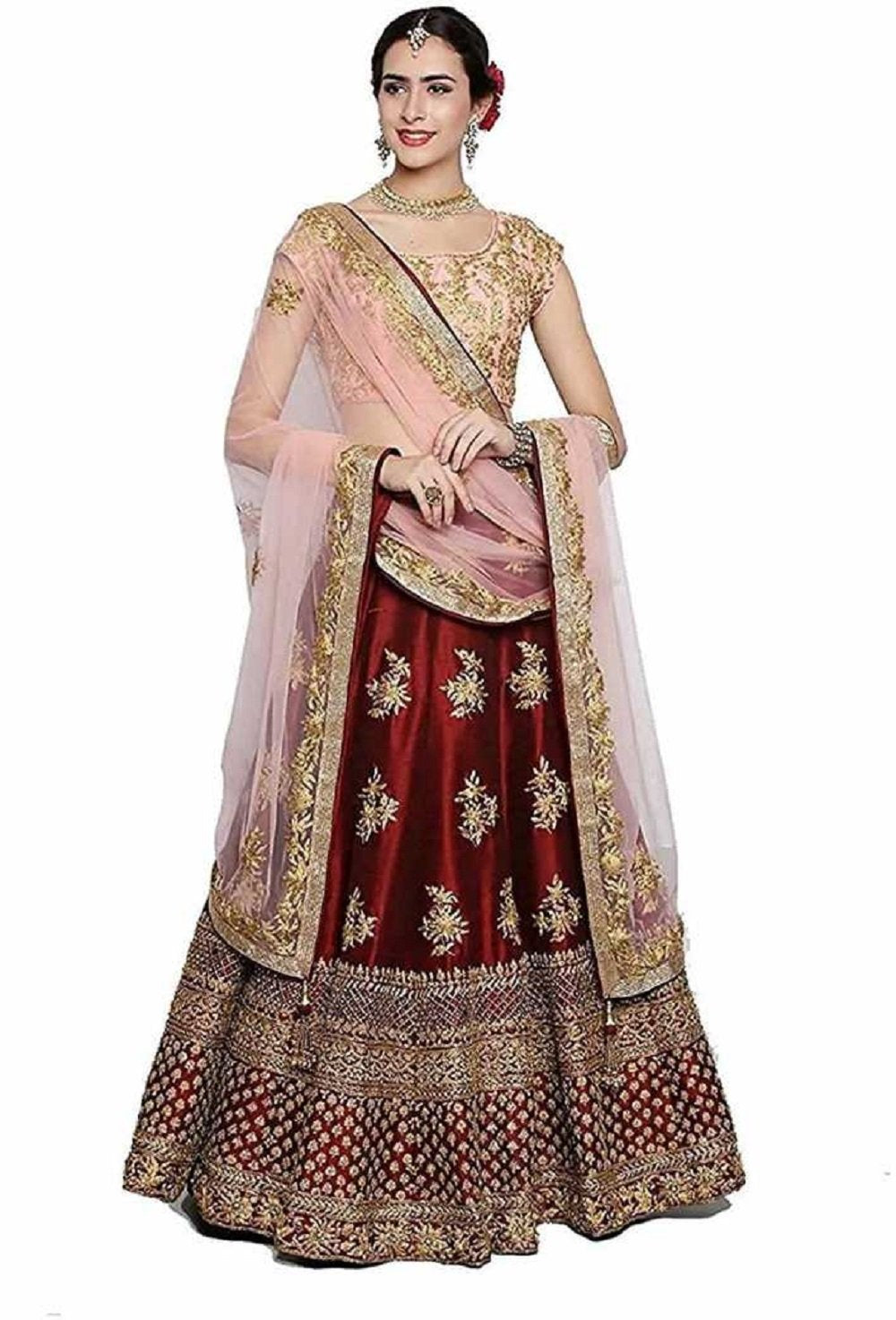 Indiansaari Present Maroon Pari  lehengha choli for women(free size, maroon)